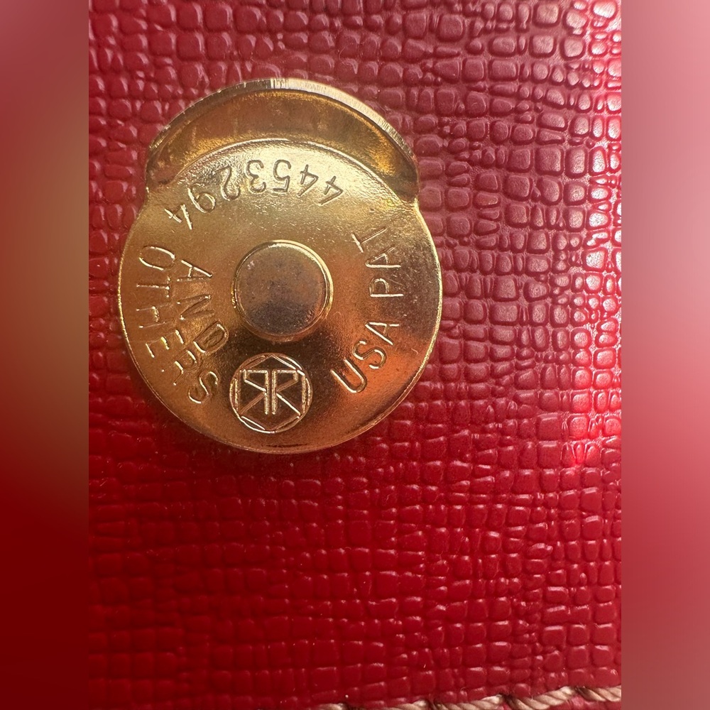 Jones New York Red Faux Leather Shoulder Purse w/Gold Accents - Picture 8 of 10
